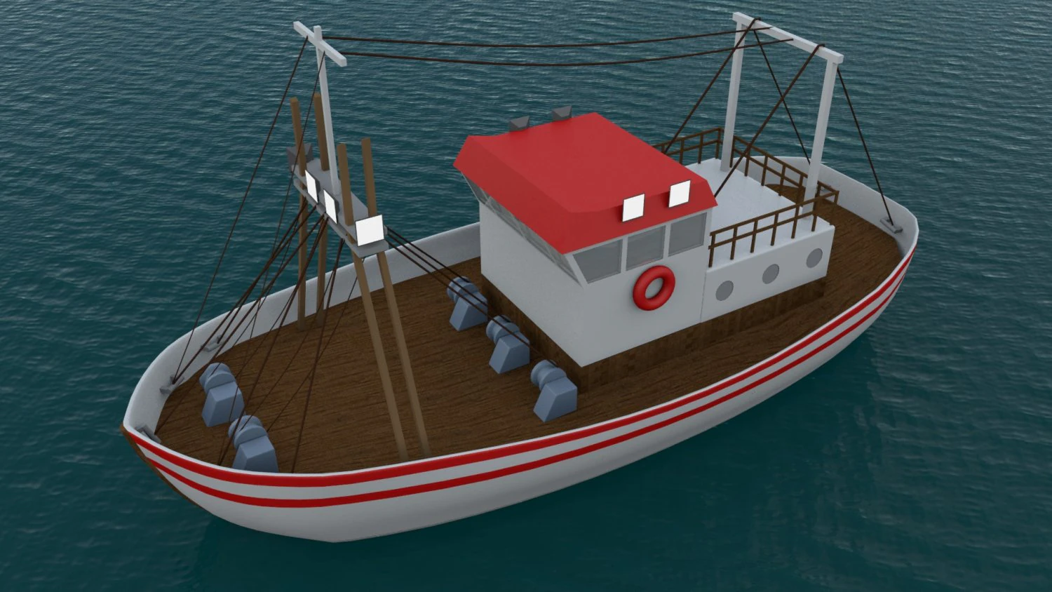 barco de pesca colorado Modelo 3D .c4d .max .obj .3ds .fbx .stl .blend 