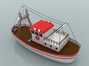 barco de pesca colorado Modelo 3D