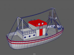 barco de pesca colorado Modelo 3D