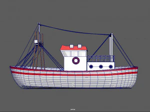 barco de pesca colorado Modelo 3D