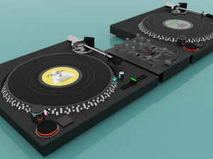 DJ giradischi e mixer Modello 3D