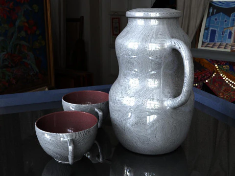 Dzbanek z filiżankami Model 3D