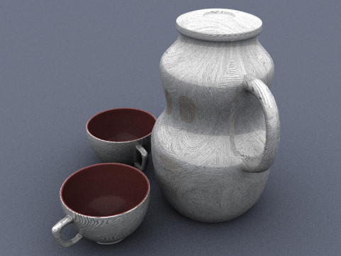 Jug with cups Modèle 3D