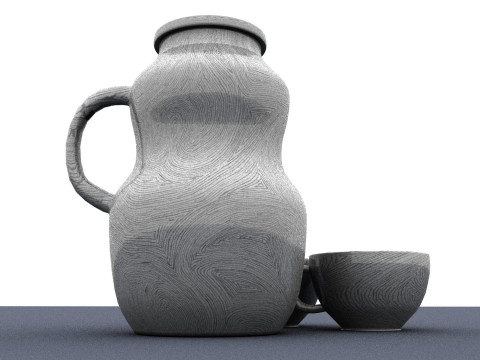 Jug with cups Modèle 3D