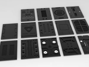 set kitbash panel fiksi ilmiah Model 3D