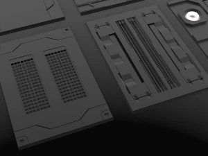 set kitbash panel fiksi ilmiah Model 3D
