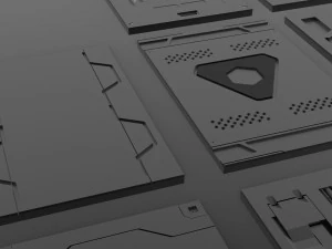 set kitbash panel fiksi ilmiah Model 3D