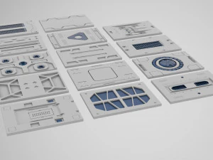 set kitbash panel fiksi ilmiah Model 3D