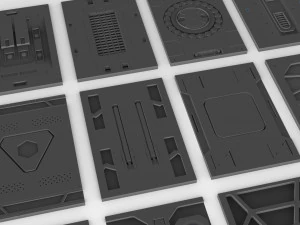 set kitbash panel fiksi ilmiah Model 3D