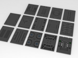sci-fi panels kitbash set 3D Модель