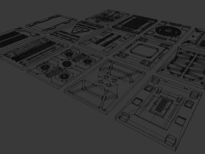 set kitbash panel fiksi ilmiah Model 3D