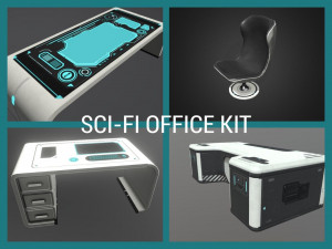 sci-fi office furniture kit low-poly 3D Model