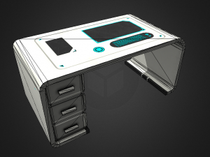 sci-fi office furniture kit low-poly 3D मॉडल