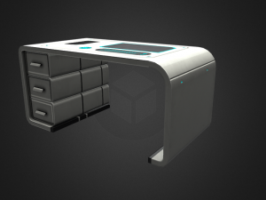 sci-fi office furniture kit low-poly 3D मॉडल