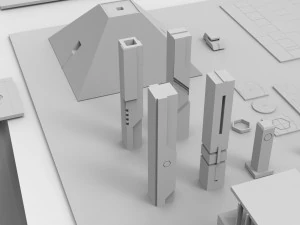 ancient sci-fi city kitbash set 3D Model