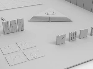 ancient sci-fi city kitbash set 3D Model