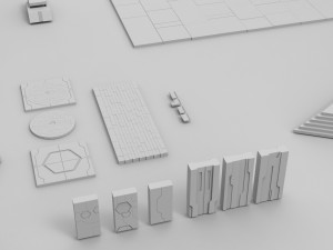 ancient sci-fi city kitbash set 3D 모델