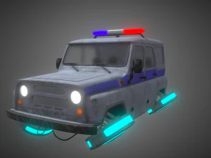 cyberpunk russian police car uaz 3D Model