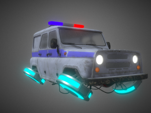 cyberpunk russian police car uaz 3D 모델