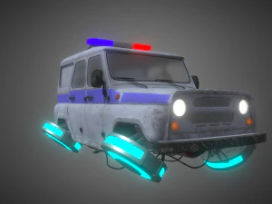 cyberpunk russian police car uaz 3D Model