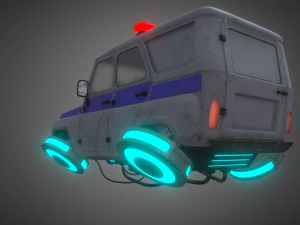 cyberpunk russian police car uaz 3D Model