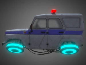 cyberpunk russian police car uaz 3D Model