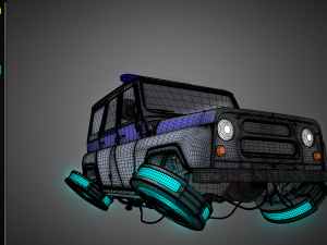 cyberpunk russian police car uaz 3D 모델