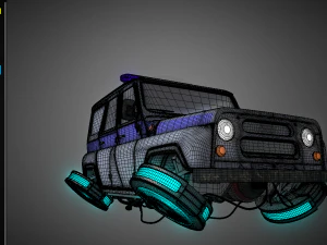 cyberpunk russian police car uaz 3D Model
