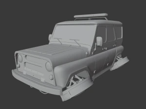 cyberpunk russian police car uaz 3D Model
