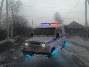 cyberpunk russian police car uaz 3D Model
