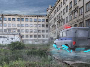 cyberpunk russian police car uaz 3D 모델