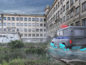 cyberpunk russian police car uaz 3D Model