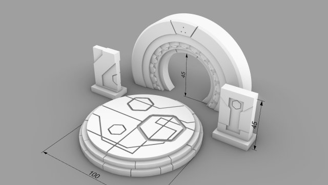 ancient alien sci-fi building set 3d print model 3D 프린트 모델 .c4d .max .obj .3ds .fbx .stl .blend 