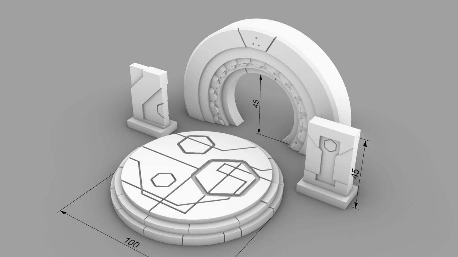 ancient alien sci-fi building set 3d print model 3D Print Model .c4d .max .obj .3ds .fbx .stl .blend 
