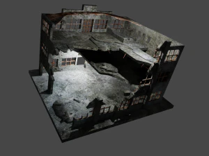 edificio destruido de baja poli Modelo 3D