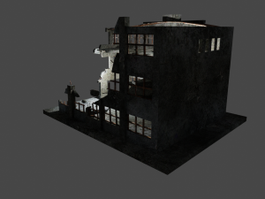 destroyed building low-poly 3D Model