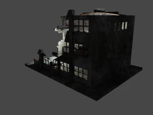 destroyed building low-poly 3D Model