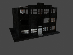 destroyed building low-poly 3D Model