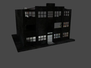 destroyed building low-poly 3D Model