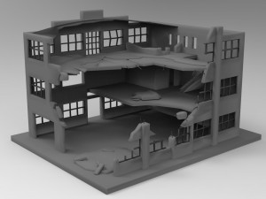 destroyed building low-poly 3D Model