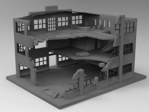 destroyed building low-poly 3D Model