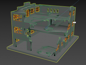 destroyed building low-poly 3D Model