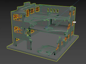 destroyed building low-poly 3D Model
