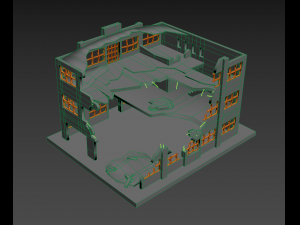 destroyed building low-poly 3D Model