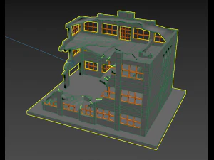 destroyed building low-poly 3D Model