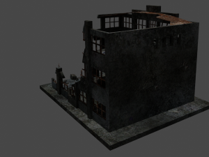 destroyed building low-poly 3D Model