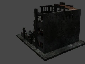 destroyed building low-poly 3D Model