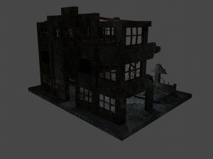 destroyed building low-poly 3D Model