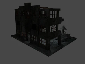 destroyed building low-poly 3D Model