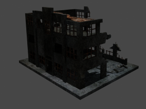 destroyed building low-poly 3D Model